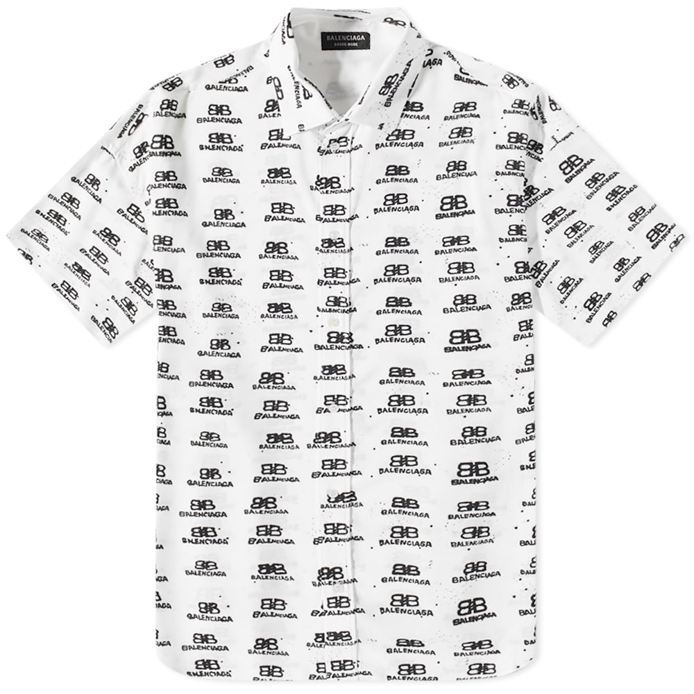 Košeľa Balenciaga BB Oversize Short Sleeve Shirt White/Black Biela | 725382-TNL88-9040, 0