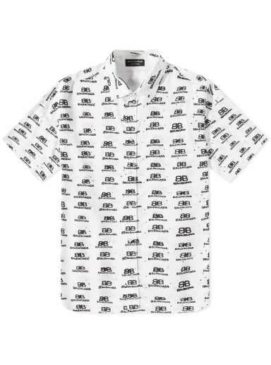 Košeľa Balenciaga BB Oversize Short Sleeve Shirt White/Black Biela | 725382-TNL88-9040