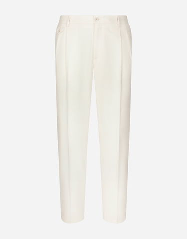 Nohavice Dolce & Gabbana Dolce & Gabbana Tailored Flannel Pants Biela | GY6UETGI251W3796, 0