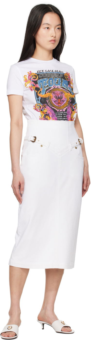 Sukňa Versace Versace Jeans Couture Baroque Buckle Denim Midi Skirt Biela | E78HAE85E_EEW015TC2, 3