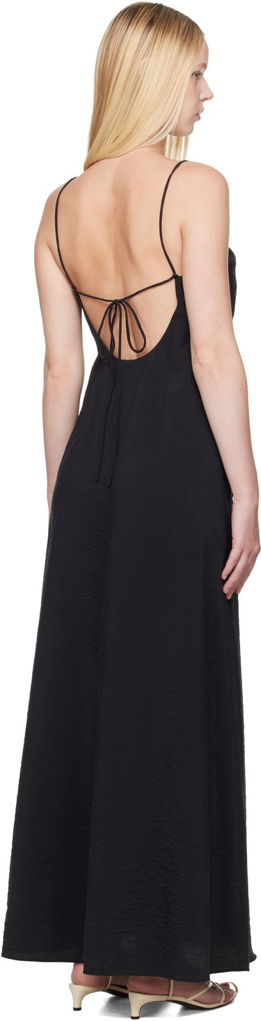Šaty Róhe Róhe Hammered Silk V-Neck Strap Maxi Dress Čierna | 615-33-400, 2