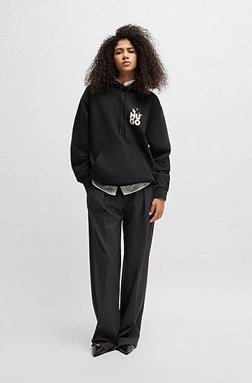 Mikina BOSS Relaxed-fit Hoodie with Seasonal Artwork Čierna | 50534047, 1