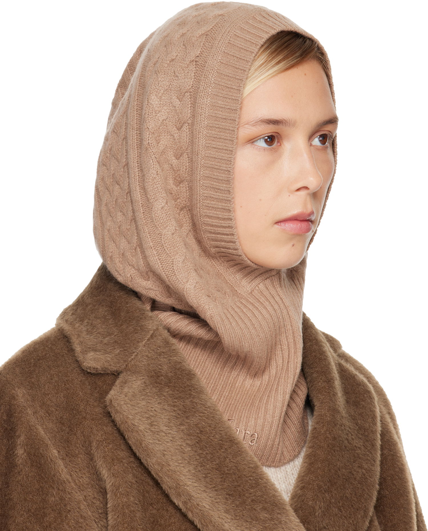 Klobúk Max Mara Romana Cable-Knit and Ribbed Balaclava Béžová | 2524576012600, 1