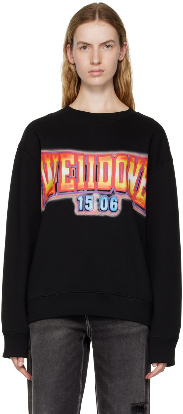 Sveter We11done We11done Crewneck Sweatshirt with Graphic Print Čierna | WD-TS3-22-765-U-BK, 0