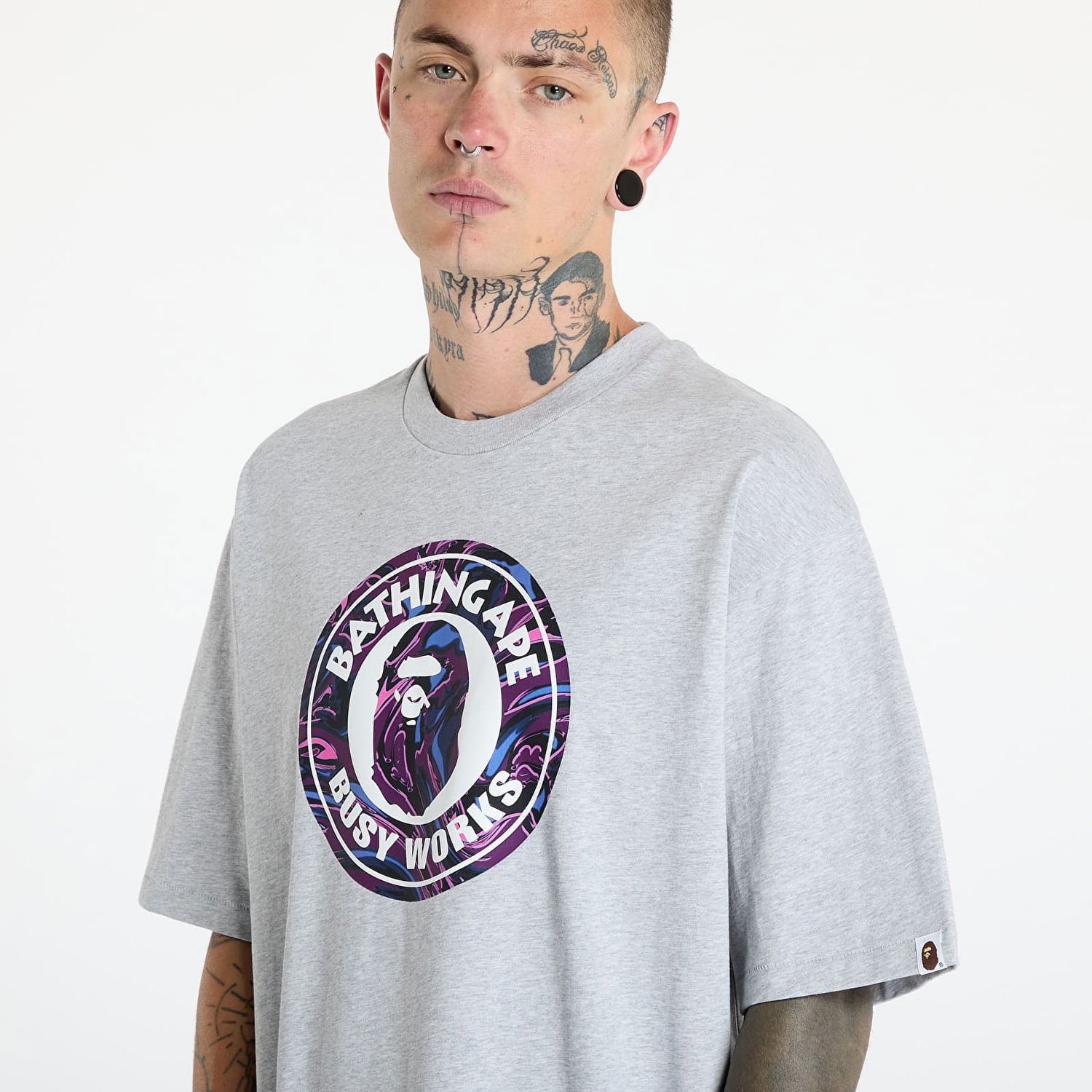 Tričko BAPE A BATHING APE Marbling Camo Busy Works Relaxed Fit Tee Gray Šedá | 001TEK801324M GRA, 1
