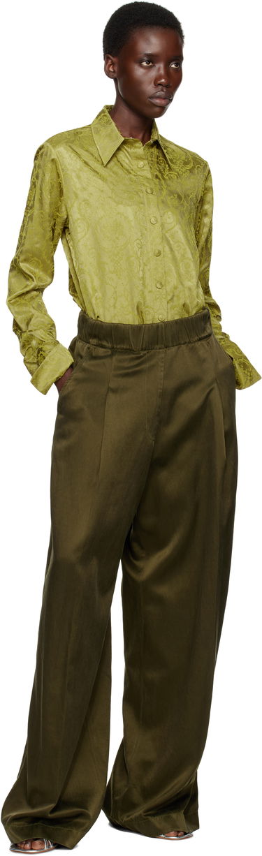 Nohavice Dries Van Noten Dries Van Noten Elasticated Wide-Leg Trousers Zelené | 251-010910-1426, 3