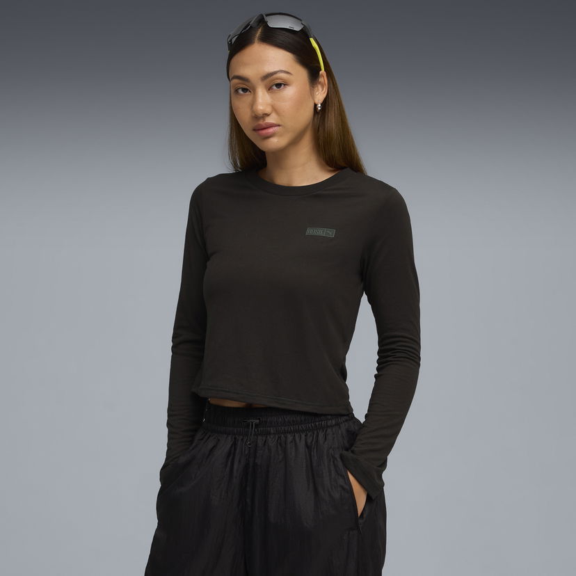 Crop Top Puma PUMA x ROSÉ Women's Long Sleeve Cropped T-Shirt Čierna | 633805_01