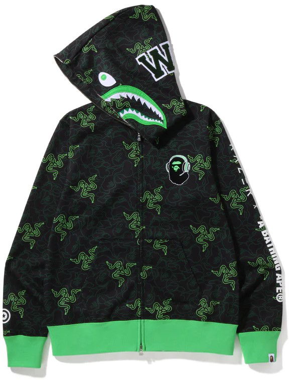 Bape x Razer Neon Camo Shark Full Zip Hoodie