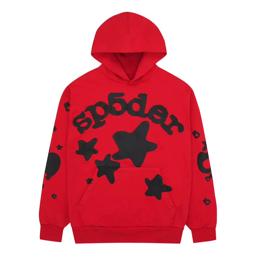 Mikina Sp5der Beluga Hoodie Červená | SP5-BEL-HDRED