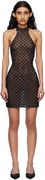 MISBHV Monogram Halter Mesh Mini Dress