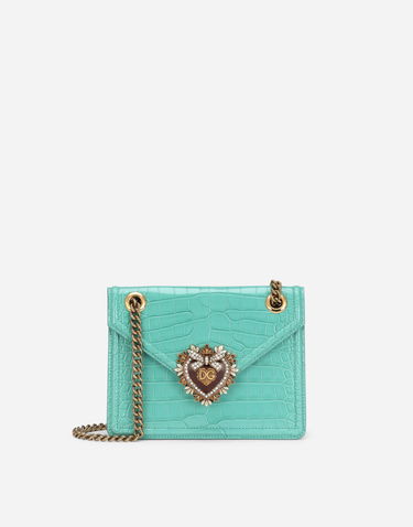Kabelka Dolce & Gabbana Dolce & Gabbana Devotion Crocodile Skin Medium Bag Tyrkysová | BB6641A2R0887117, 0