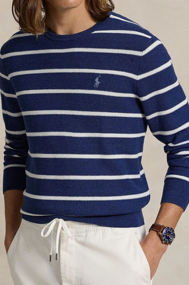 Sveter Polo by Ralph Lauren Striped Cotton Blend Sweater Modrá | 710955764, 3