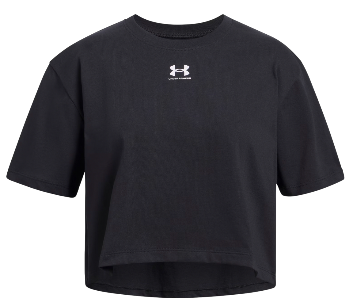 Crop Top Under Armour Rival Short Sleeve T-Shirt Čierna | 1389755-001, 0