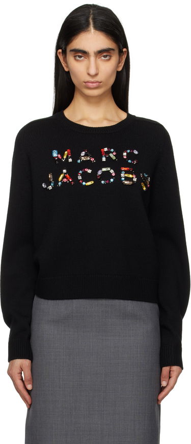 Sveter Marc Jacobs Marc Jacobs Knit Logo Sweater with Gem Embellishments Čierna | 2S5RTP001K26, 0