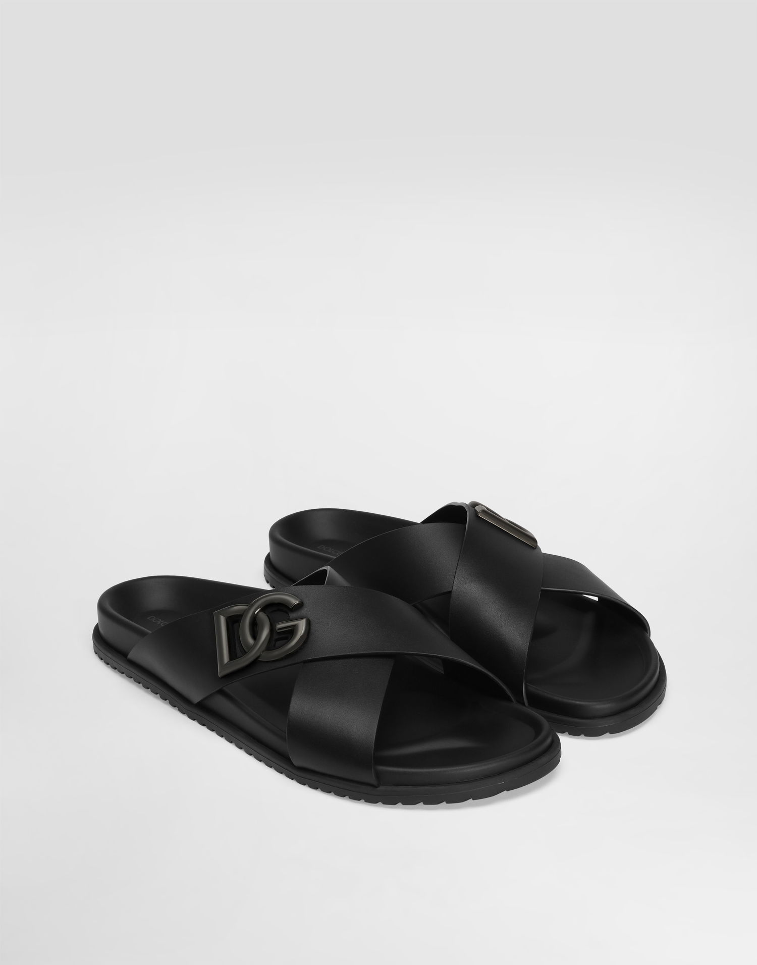 Doplnky Dolce & Gabbana Dolce & Gabbana Calfskin Slides with DG Logo Čierna | A80525A9Q6780999, 1