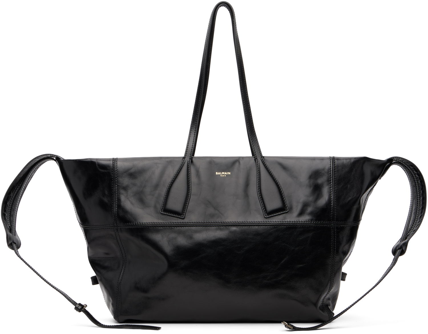 Tote bag Balmain Track Zip Shiny Calfskin Tote Čierna | FM1FI271LBFO, 0