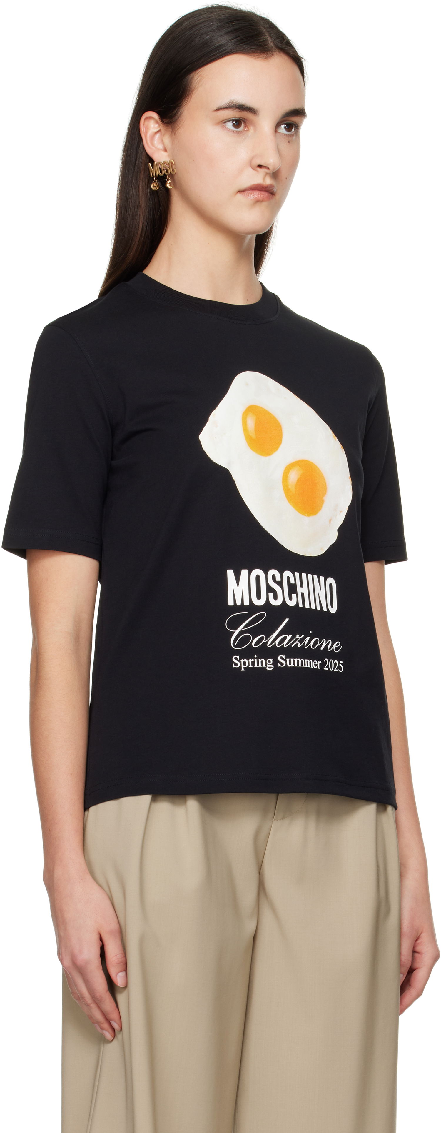 Tričko Moschino Moschino Eggs Print T-shirt Čierna | A070405411555, 1