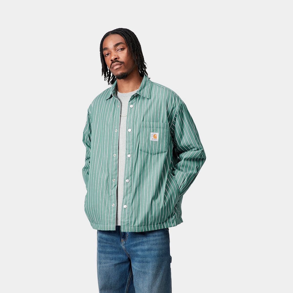 Košeľa Carhartt WIP Carhartt WIP Grimsby Striped Shirt Jacket Zelené | I035156_6, 0