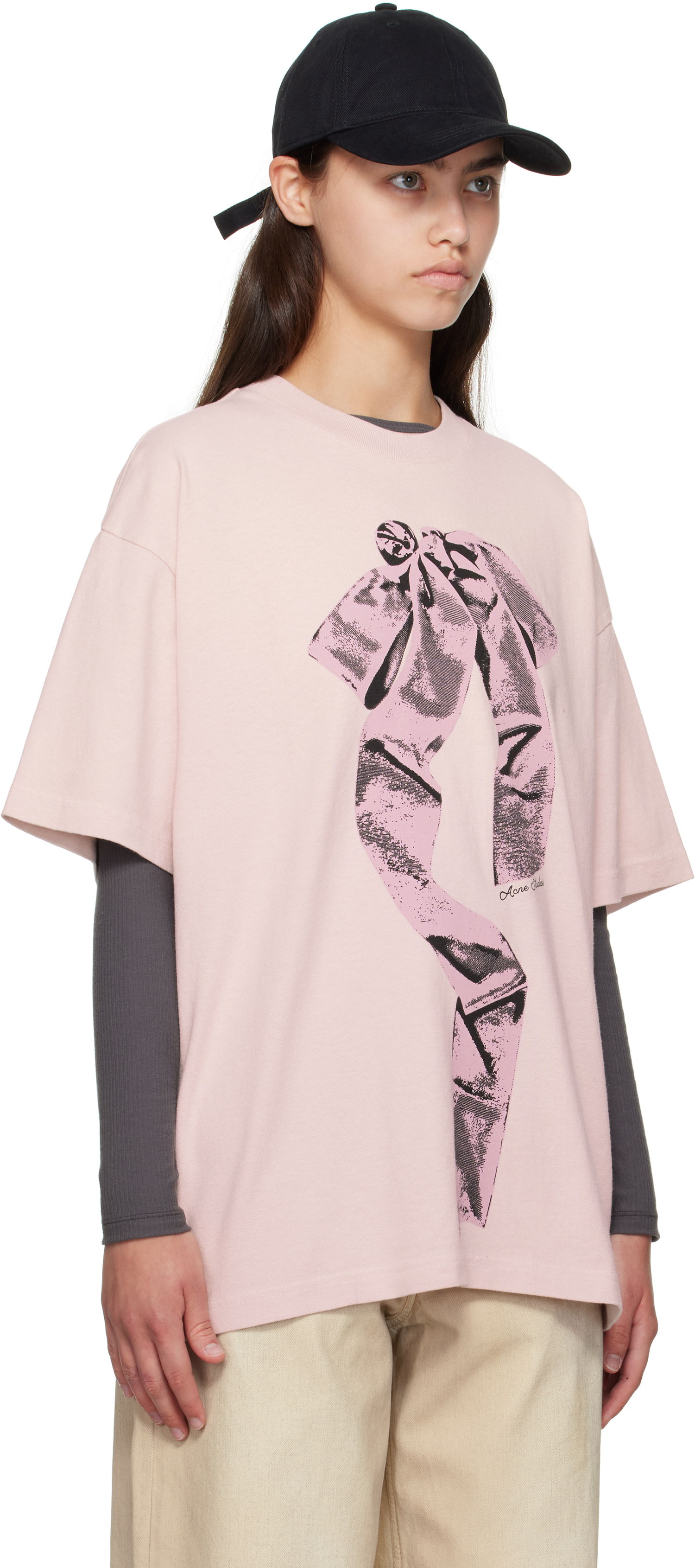 Tričko Acne Studios Acne Studios Bow Print T-Shirt Ružová | AL0501-, 1