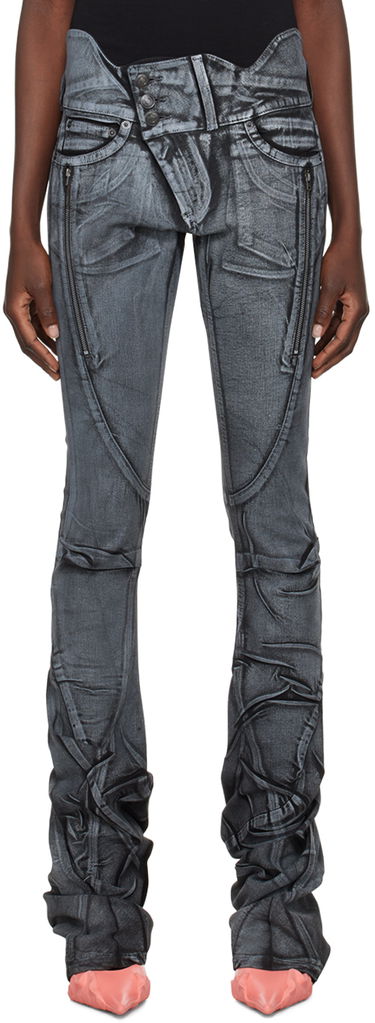 Džínsy Ottolinger Ottolinger Trompe-l'œil Printed Skinny Jeans Šedá | 1704712, 0