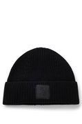 Wool-Blend Beanie with Logo Label
