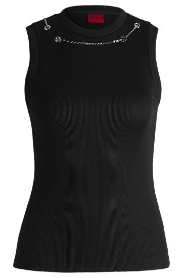 Tielko BOSS Slim-Fit Tank Top with Detachable Chain Čierna | 50534050, 0