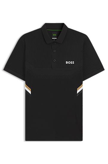 Polo tričko BOSS Slim-Fit Moisture-Managing Polo Shirt Čierna | 50543349, 0