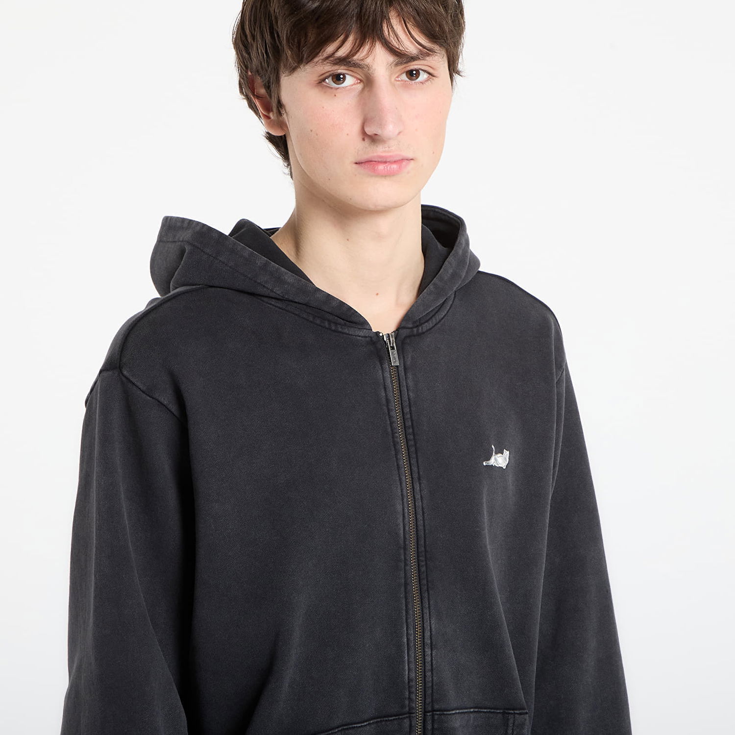 Mikina RIPNDIP Castanza Vintage Wash Zip Up Hoodie Šedá | RNDBASIC260, 1