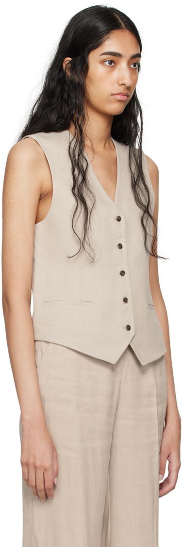 Vesta Anine Bing Sleeveless Linen-Blend Vest Béžová | A-01-10019-SDA26, 1