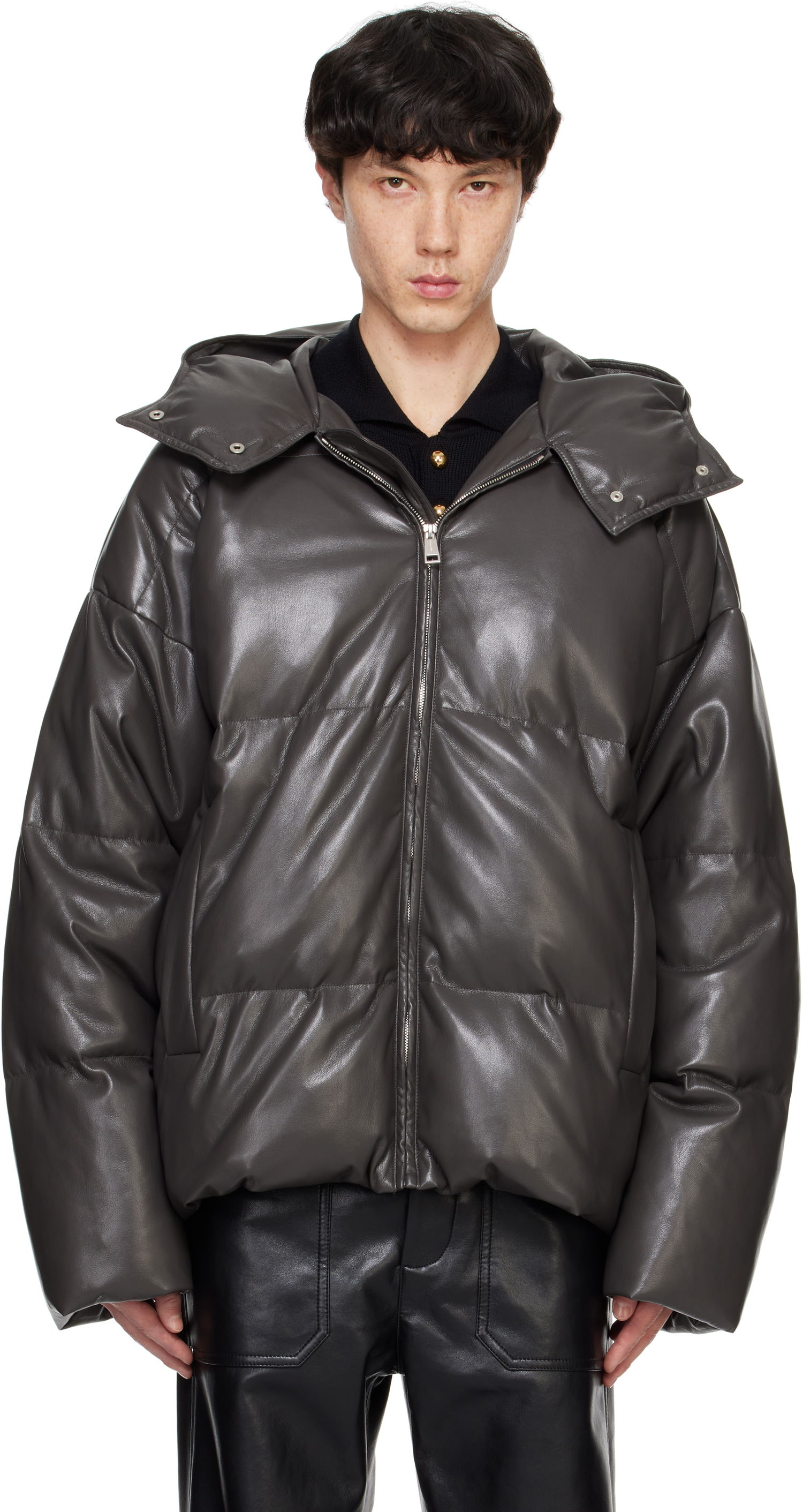 Prešívaná bunda Nanushka Nanushka Vili Vegan Leather Puffer Jacket Šedá | NM24FWJK01769, 0
