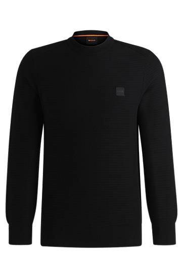 Sveter BOSS BOSS Cotton Cashmere Logo Patch Sweater Čierna | 50527584, 0