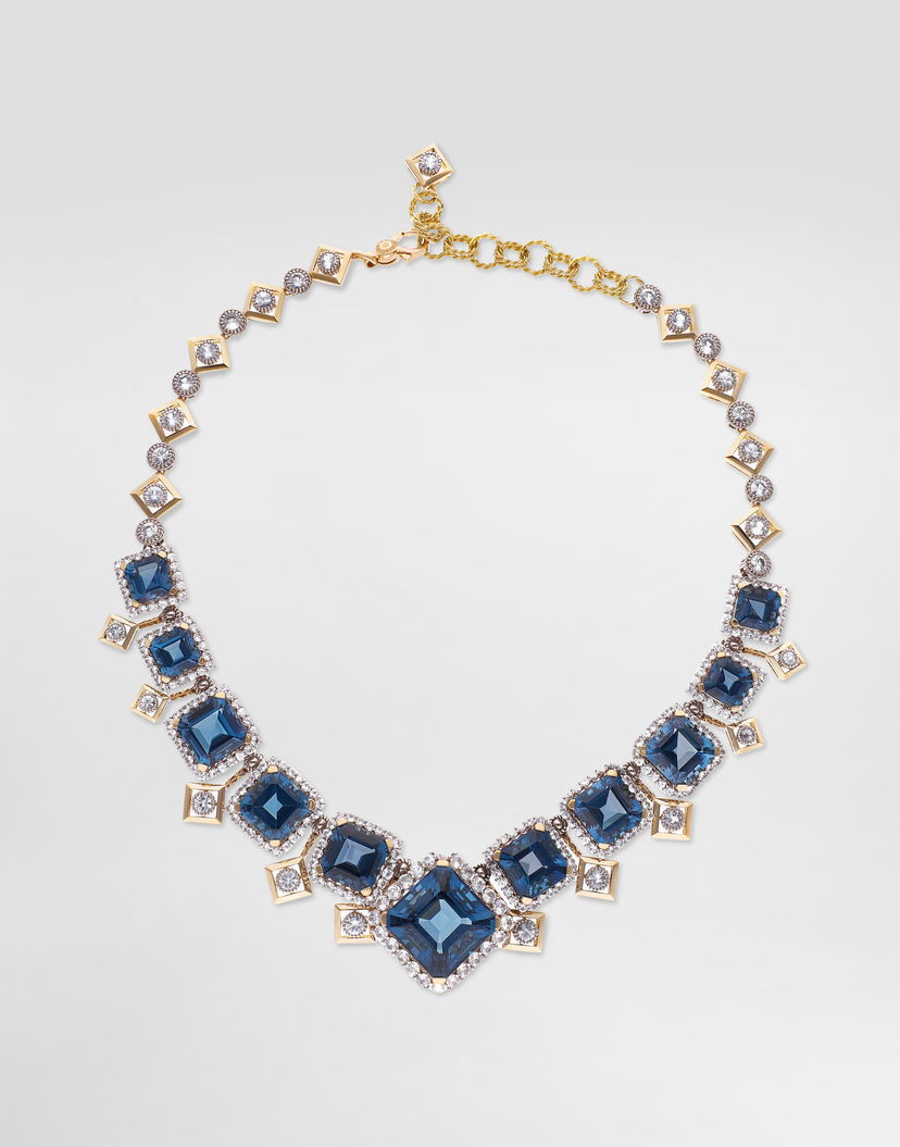 Náhrdelník Dolce & Gabbana Dolce & Gabbana Eleganza 18K Gold, Topaz, and Sapphire Necklace Modrá | WNSA3GWTOP187583