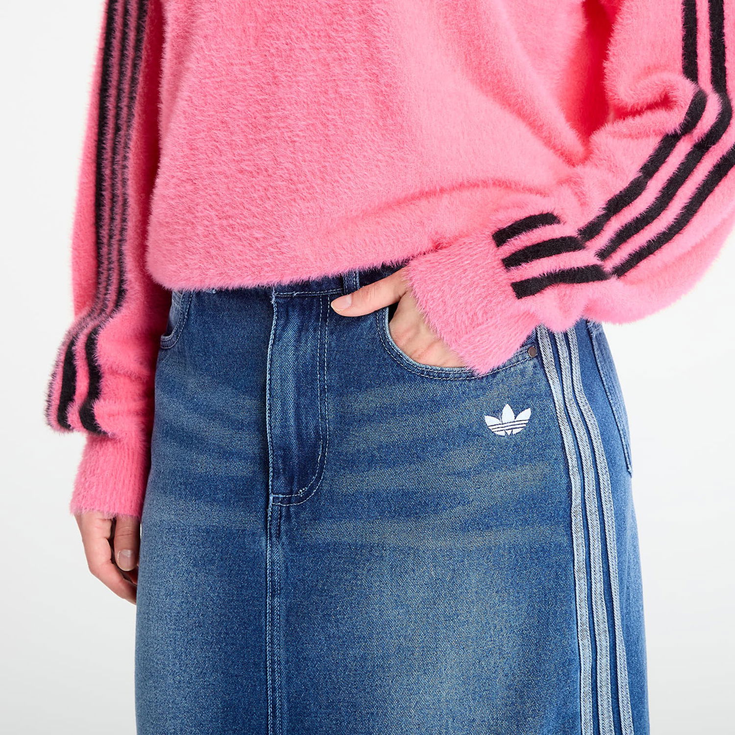 Sukňa adidas Originals Adicolor 3-Stripes Denim Pencil Skirt Modrá | JW2658, 1