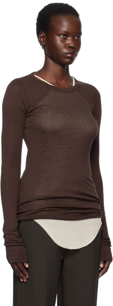Sveter Rick Owens Rick Owens Hollywood Rib Long Sleeve T-Shirt Hnedá | RP01E7202 MR, 1