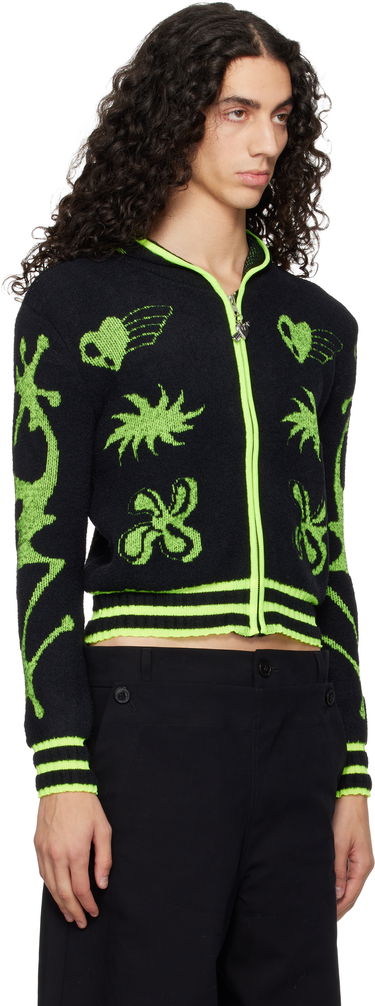 Mikina Chopova Lowena Cartoon Knit Full-Zip Hoodie Čierna | 5257, 1