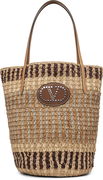 Garavani VLogo Signature Studded Raffia Bucket Bag