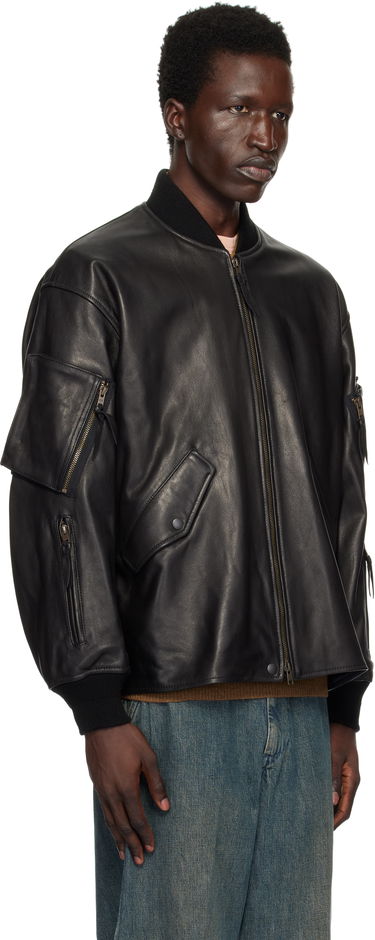 Bomber bunda BEAMS BEAMS PLUS MIL Flight Leather Jacket Čierna | 38180593202, 1