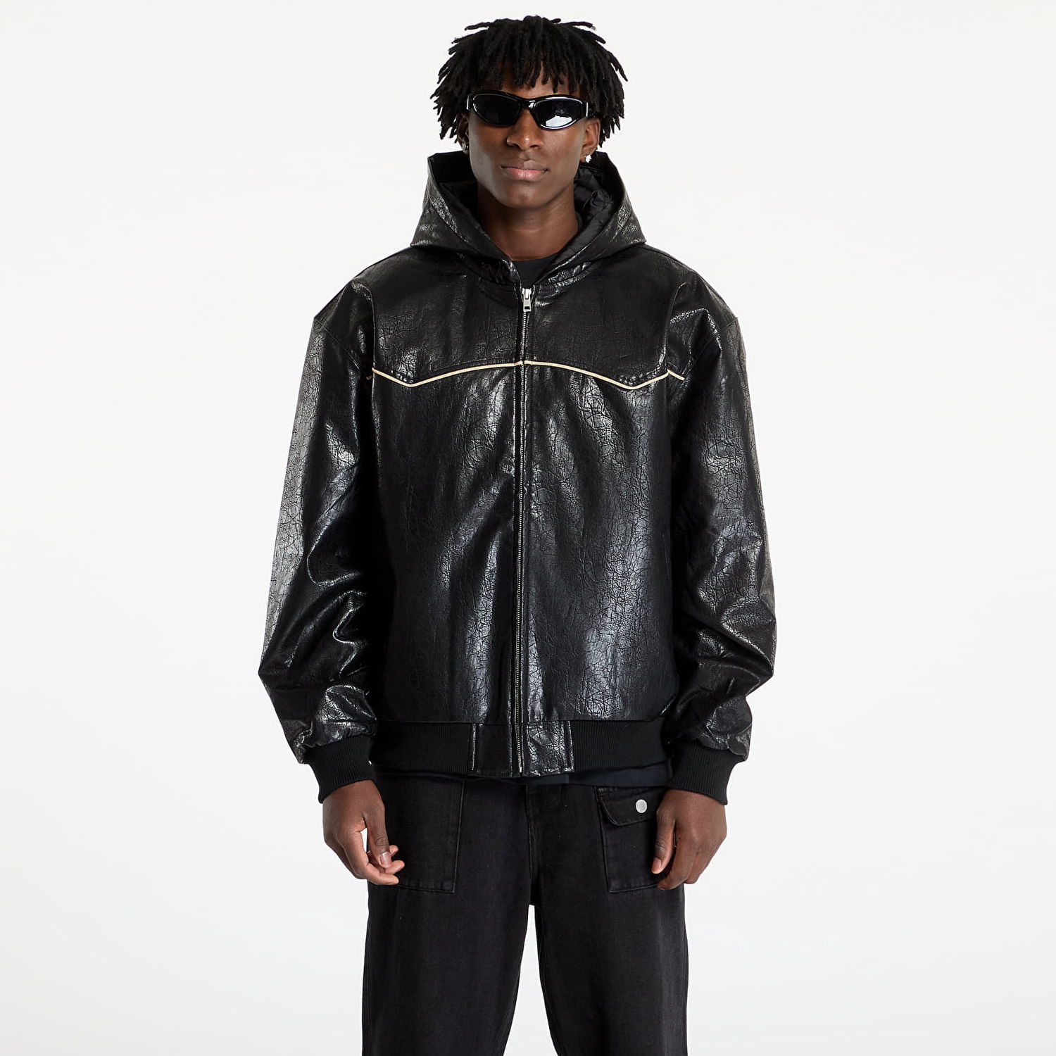 Bomber bunda Pleasures PLEASURES Revenge Hooded Work Jacket Čierna | P24W003 BLACK, 0