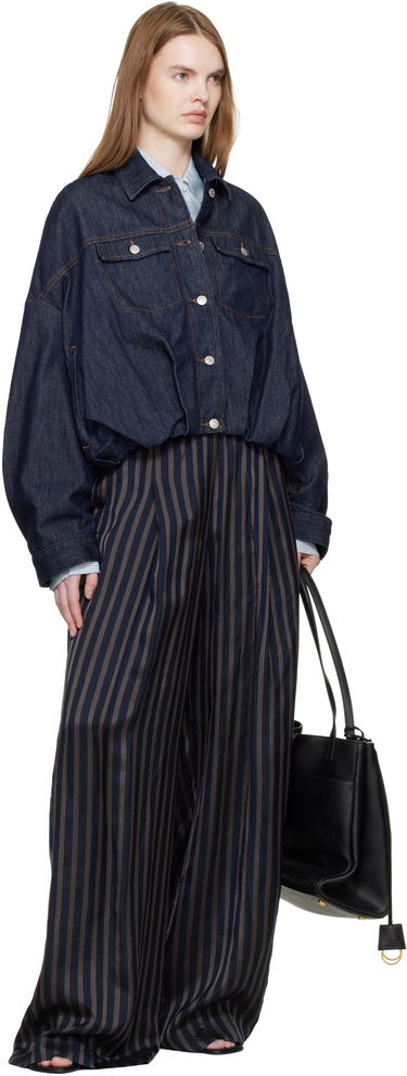 Bunda Dries Van Noten Bubble Hem Denim Jacket Navy | 261-130515-3385, 3