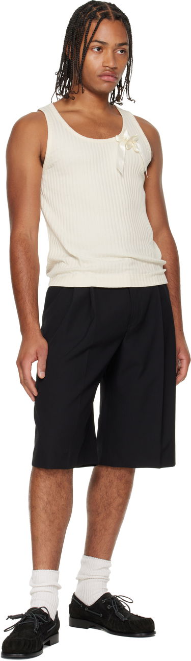 Tielko Simone Rocha Ribbed Ribbon Daisy Tank Top Biela | 5377 1230, 3