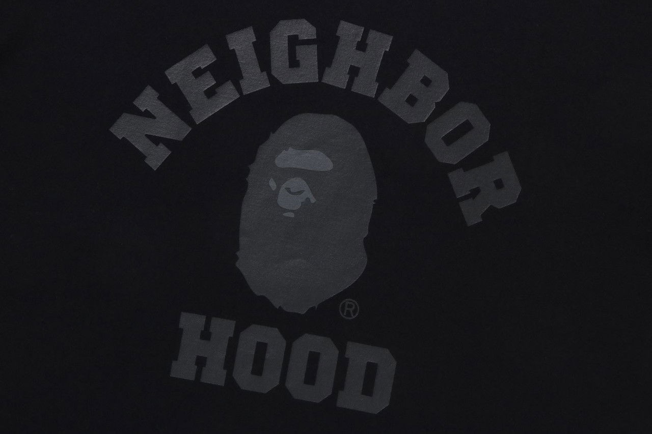 Bape x Neighborhood College Tee Black Velikost: XL