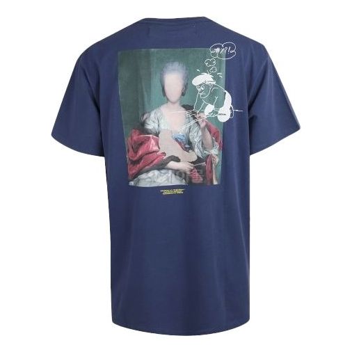 Tričko Off-White Mariana Painting Applique Short-Sleeve T-Shirt Modrá | OMAA038E191850053088