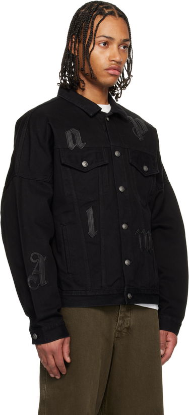 Bunda Palm Angels Gothic Logo Denim Jacket Čierna | PMYE006F25DEN0011010, 1
