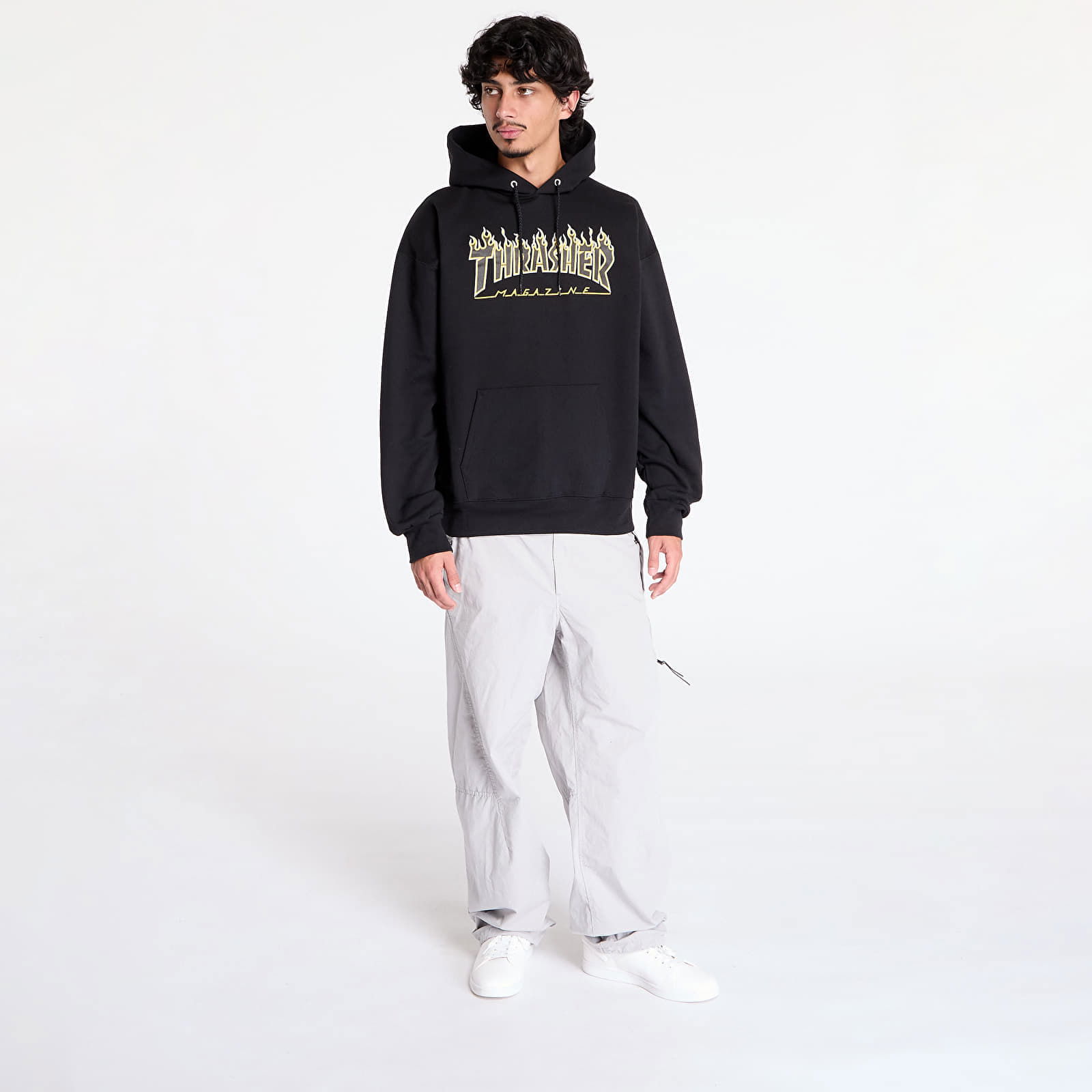 Sweatshirt Flame Hoodie Black/ Yellow XL