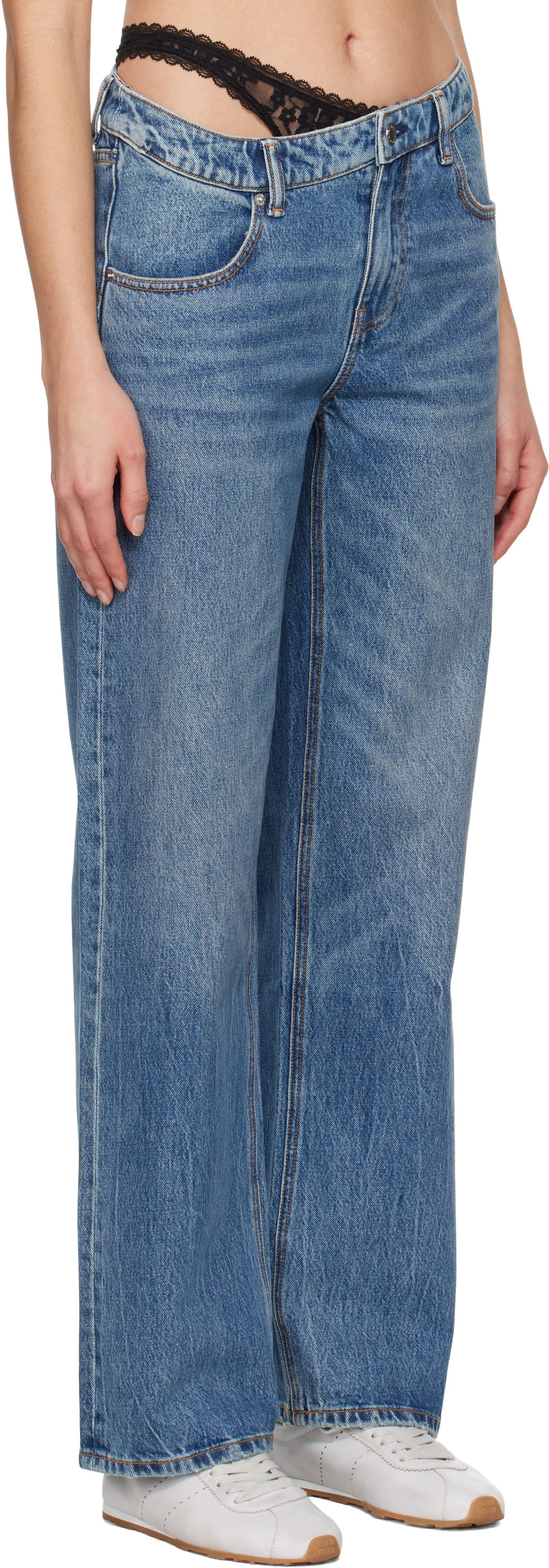 Džínsy Alexander Wang Pre-Styled Denim Jeans Modrá | 4DC1254612, 1