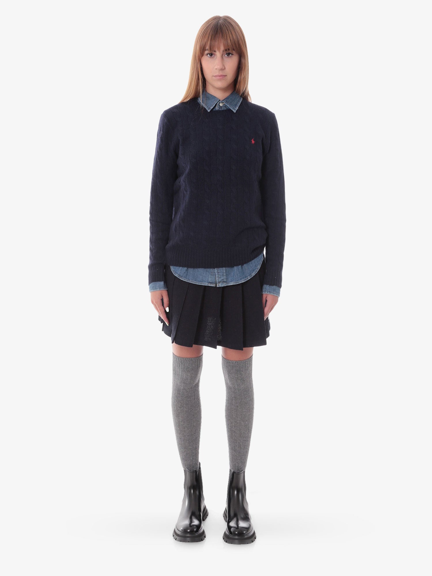 Sveter Polo by Ralph Lauren Cable Knit Sweater Modrá | 211910421003, 1