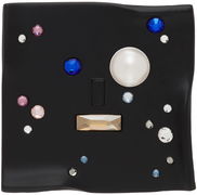 Black Crystal-Embellished Wavy Brooch