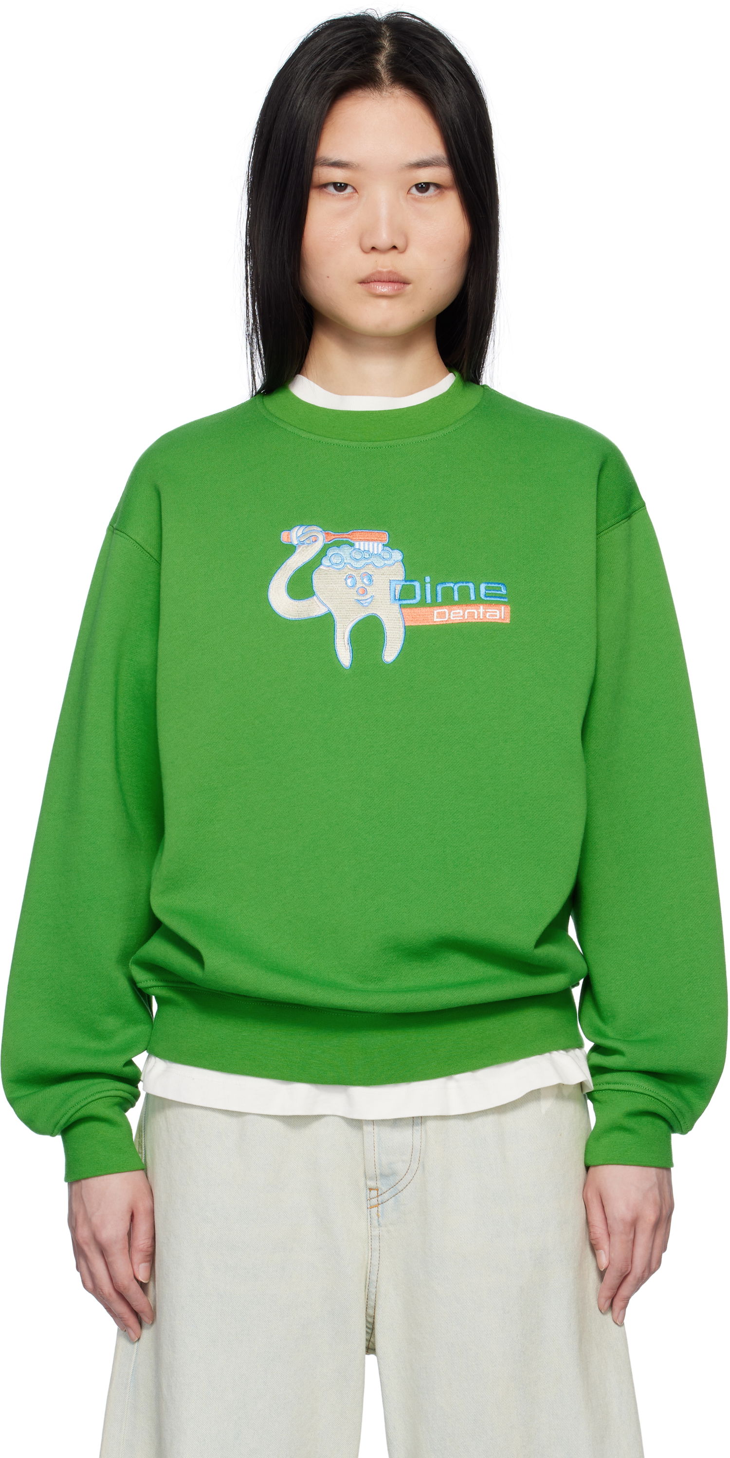 Mikina Dime Dental Care Crewneck Sweatshirt Zelené | DIMEHO2452GRN, 0