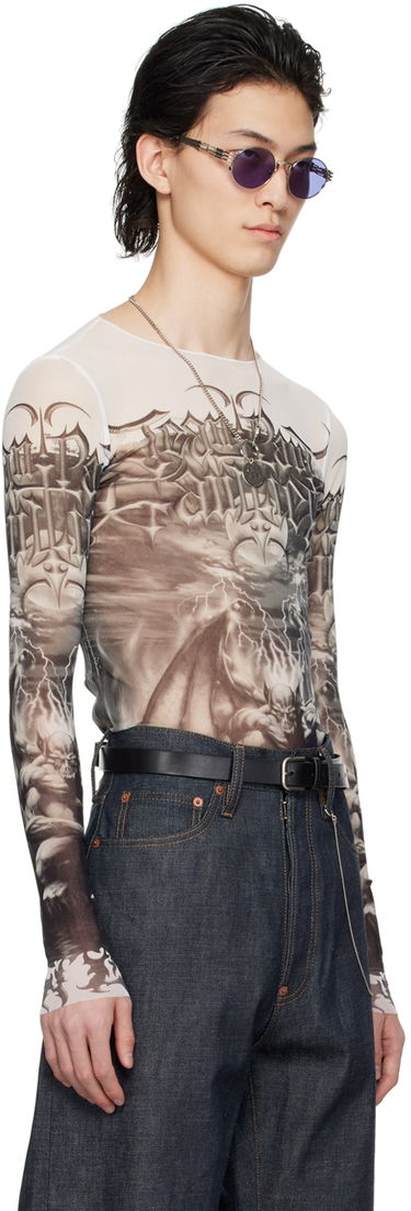 Tričko Jean Paul Gaultier Jean Paul Gaultier 'The Diablo' Graphic Mesh Long Sleeve T-Shirt Biela | 24/25-U-TO137-T546-0100, 1