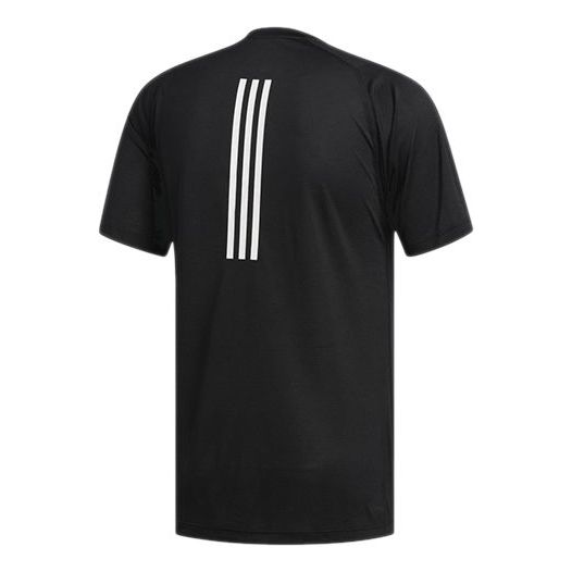 Tričko adidas Originals Training 3-Stripes Round Neck Short Sleeve T-Shirt Čierna | DX9505